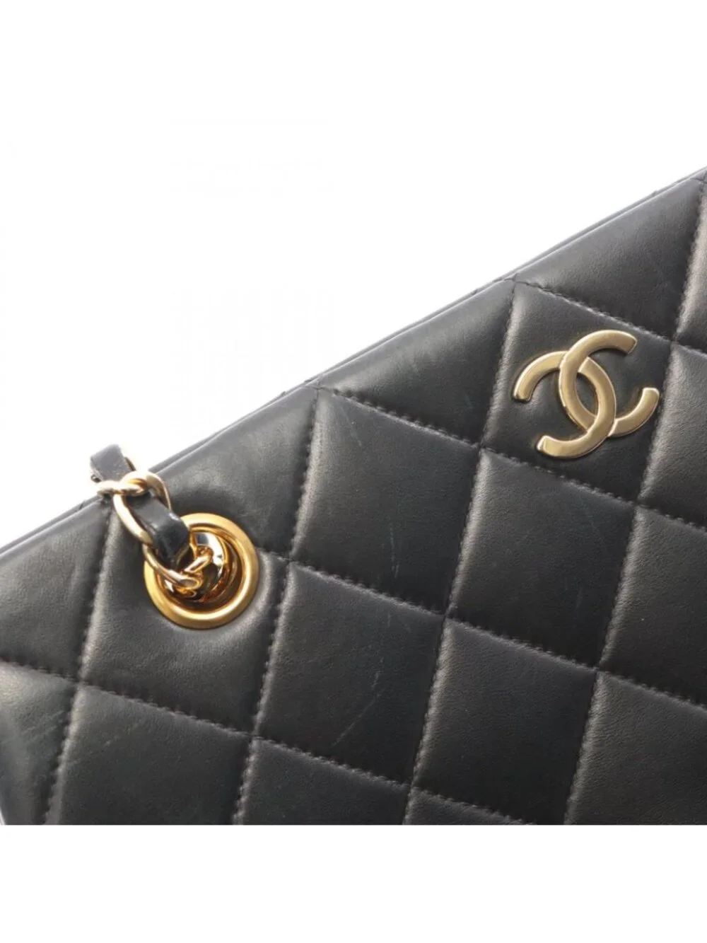 Chanel Shoulder Bag Quilted Black Lambskin 2-Way Chain